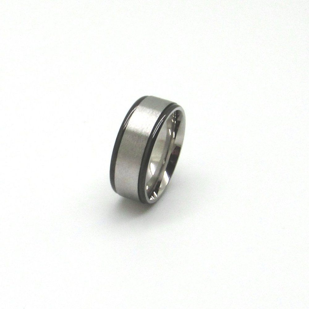 Stainless Steel Black Trim  Band Ring